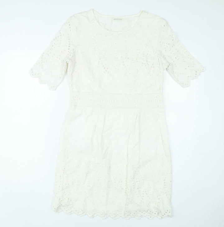 Whistles Women’s Ivory Cotton Shift Dress Size 8 Knee Length