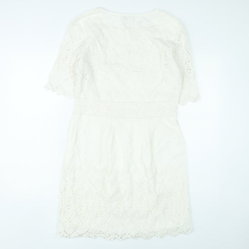 Whistles Women’s Ivory Cotton Shift Dress Size 8 Knee Length