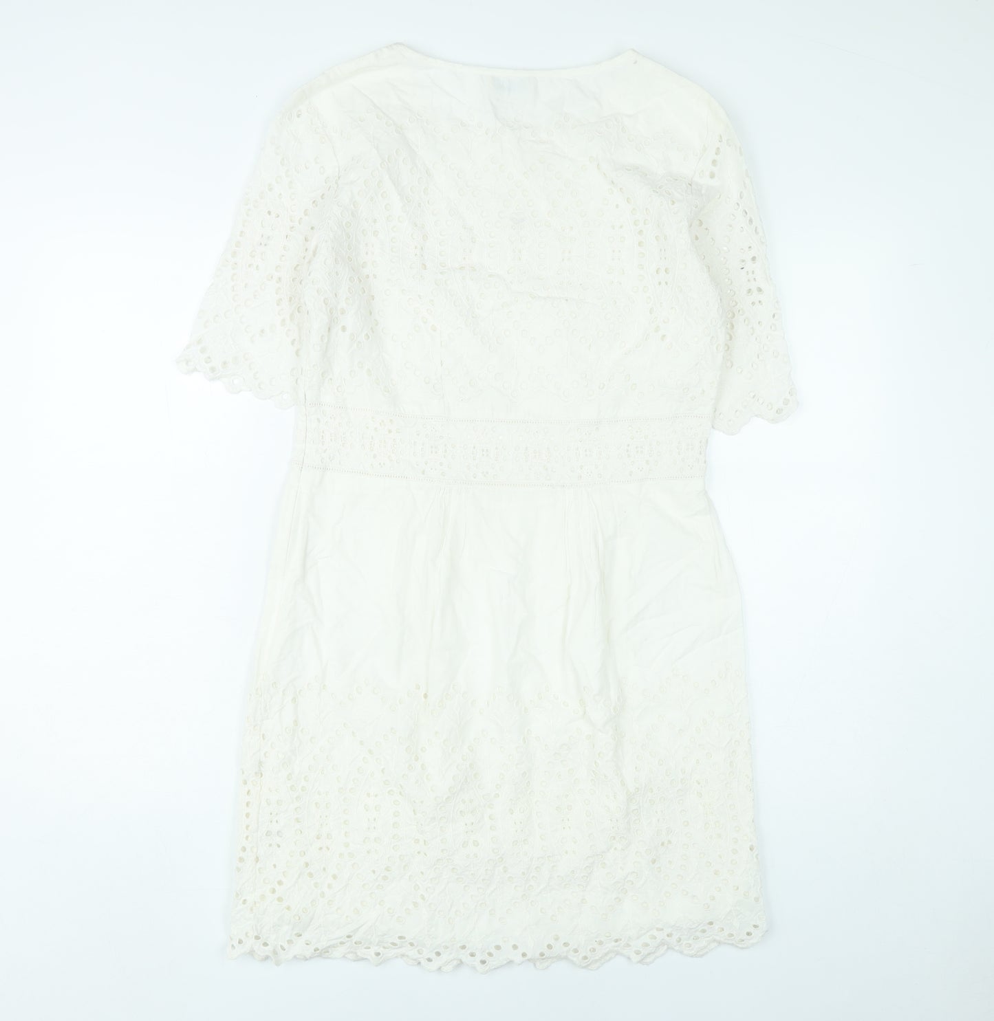 Whistles Women’s Ivory Cotton Shift Dress Size 8 Knee Length