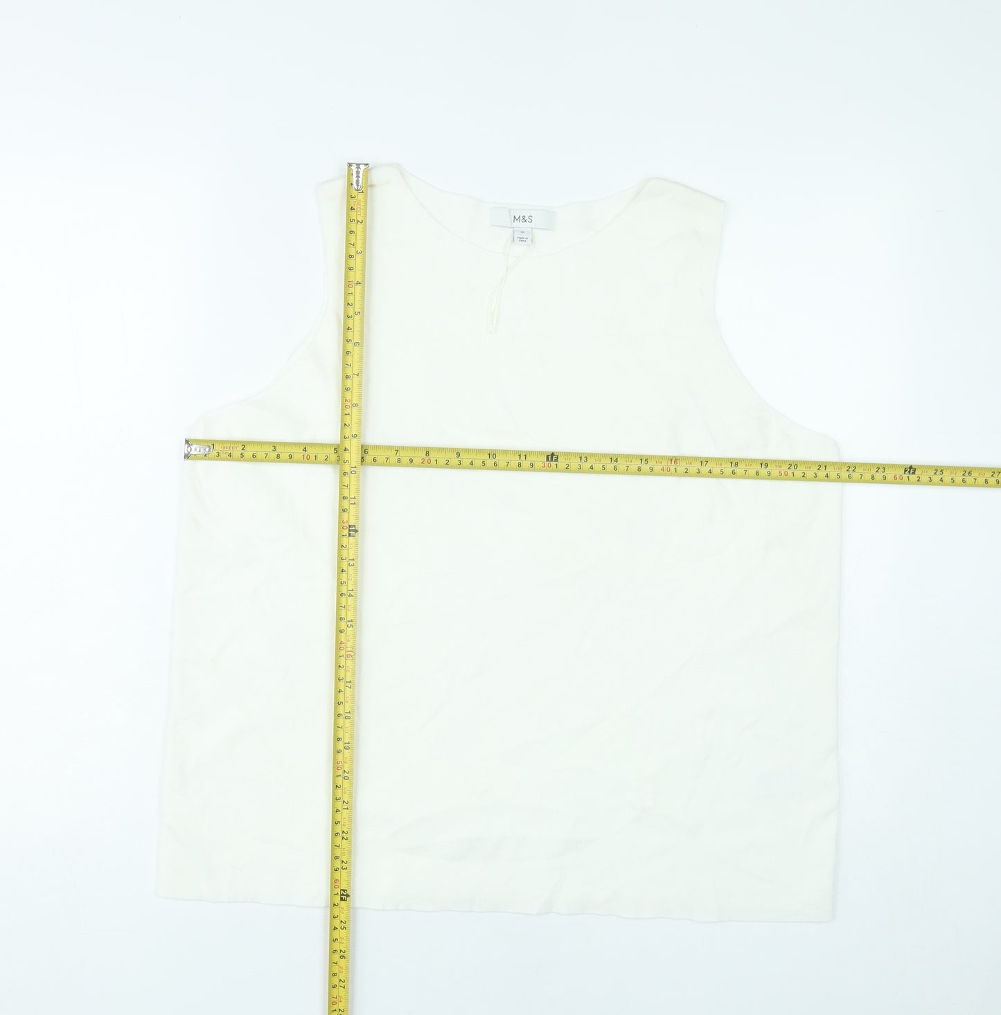 Marks and Spencer Women White Tank Top Size 20 Sleeveless Summer