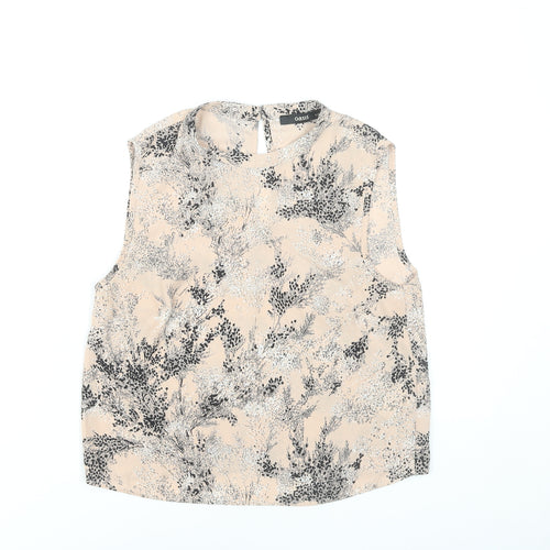 Oasis Womens Beige Floral Sleeveless Blouse Size 8 Polyester Top