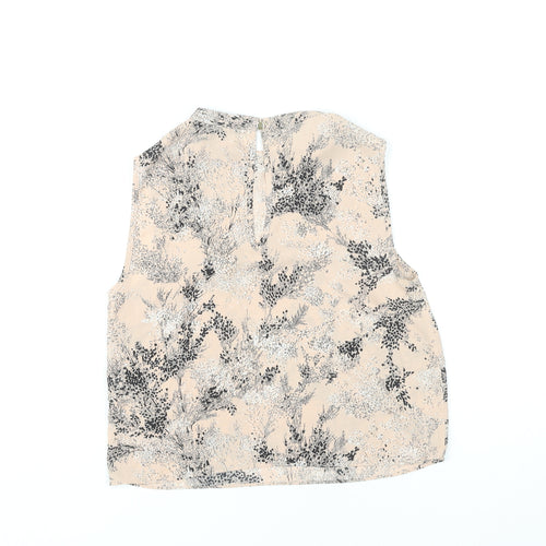 Oasis Womens Beige Floral Sleeveless Blouse Size 8 Polyester Top