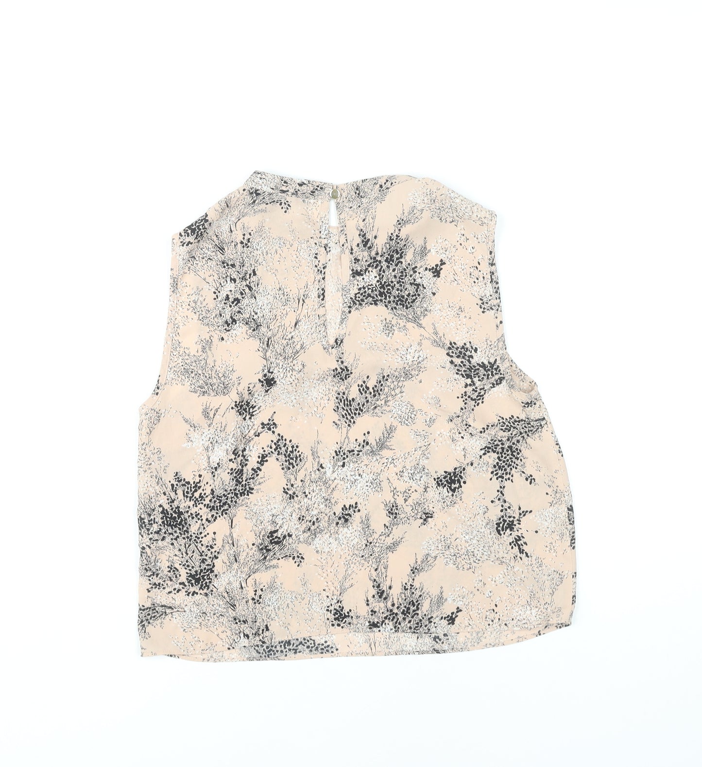 Oasis Womens Beige Floral Sleeveless Blouse Size 8 Polyester Top