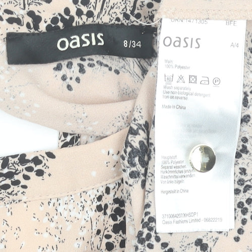 Oasis Womens Beige Floral Sleeveless Blouse Size 8 Polyester Top