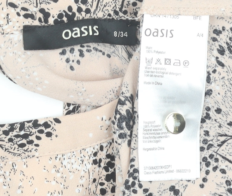 Oasis Womens Beige Floral Sleeveless Blouse Size 8 Polyester Top