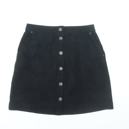 Abercrombie & Fitch Womens Black Mini Skirt XS High Rise Button Front