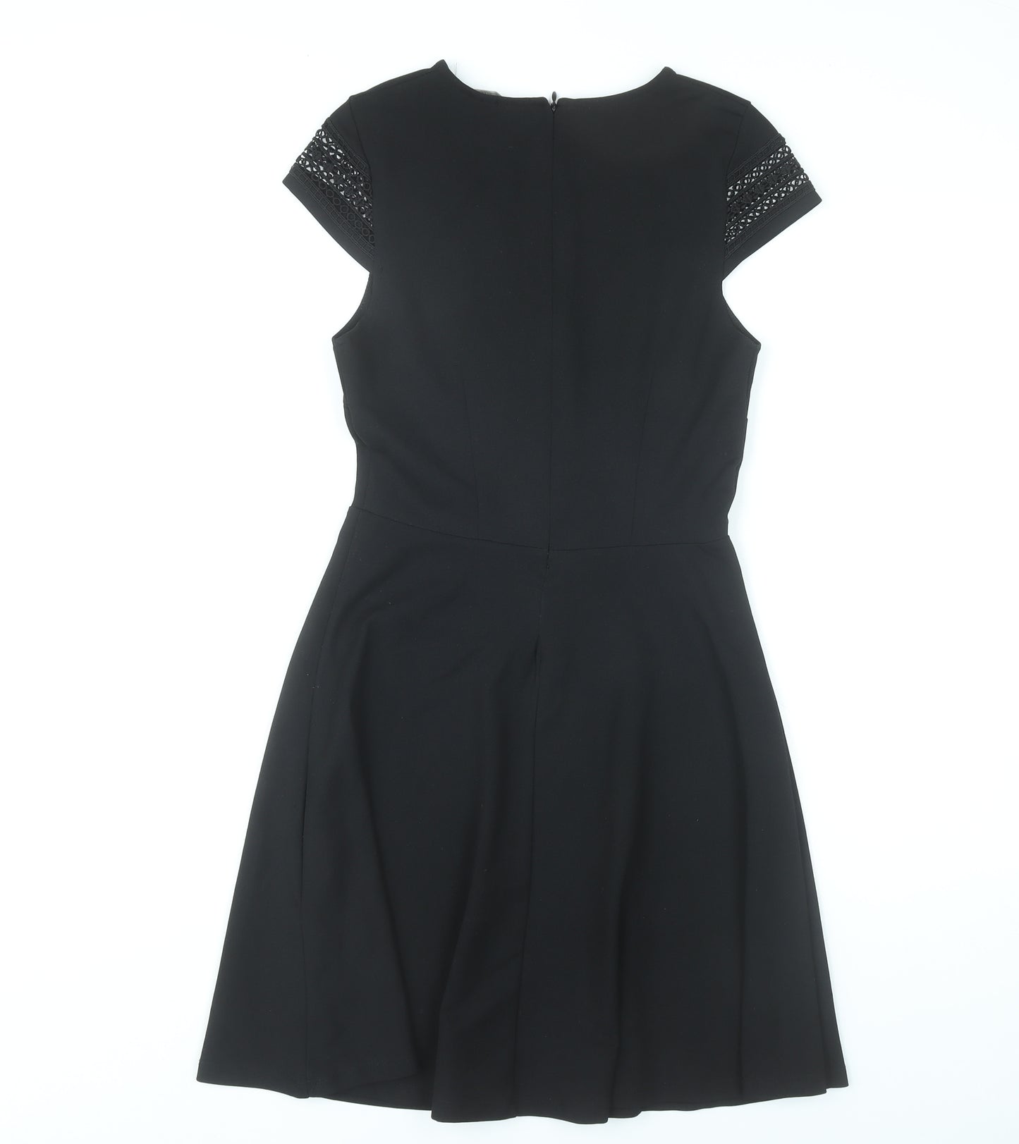 H&M Women Black XS A-Line Lace Short Sleeve Knee Length Dress