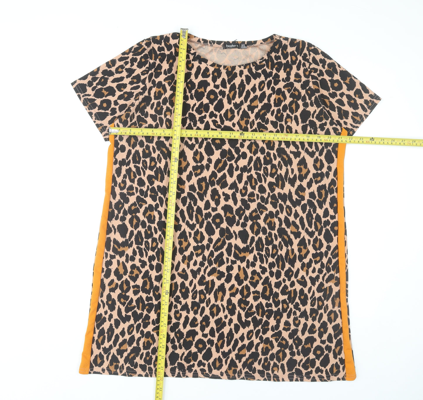 Boohoo Women’s Leopard Print Shift Dress Size 16 Short Sleeve