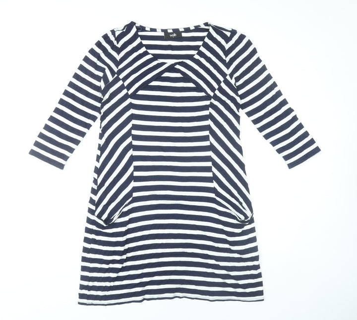 Wallis Women’s Blue White Striped Shift Dress Size 8 Stretch Jersey