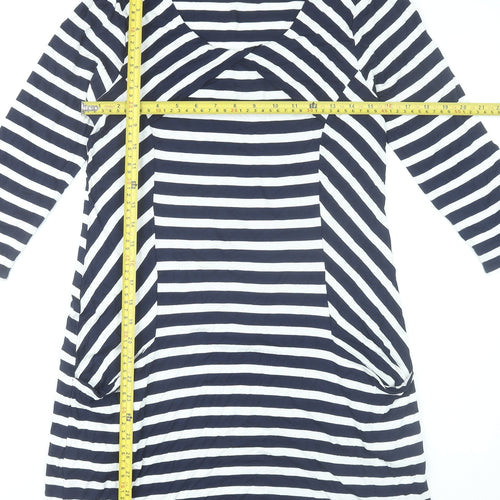 Wallis Women’s Blue White Striped Shift Dress Size 8 Stretch Jersey