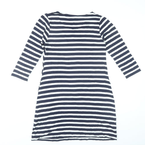Wallis Women’s Blue White Striped Shift Dress Size 8 Stretch Jersey