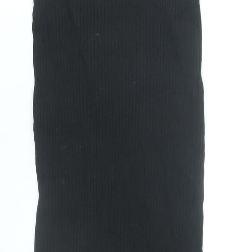 Zara Women Black Midi Pencil Skirt Size S High Rise Stretch