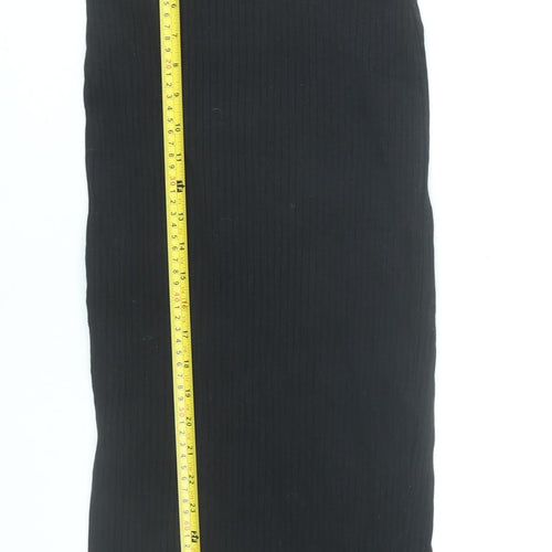 Zara Women Black Midi Pencil Skirt Size S High Rise Stretch