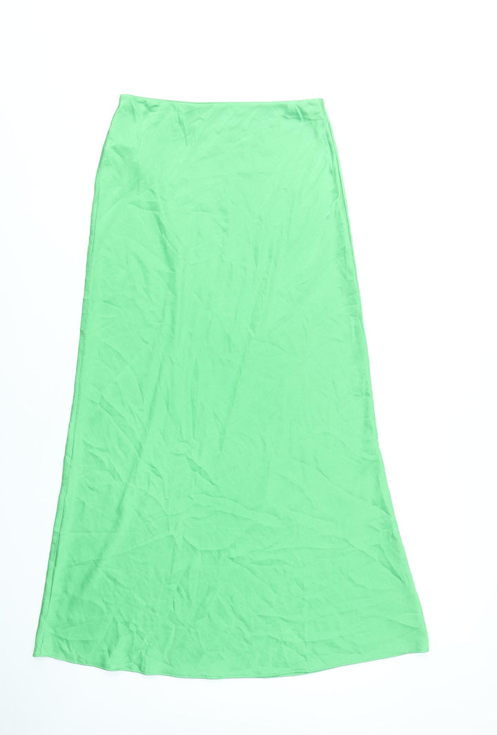 MNG Women’s Green A-Line Long Skirt Size S Polyester Casual