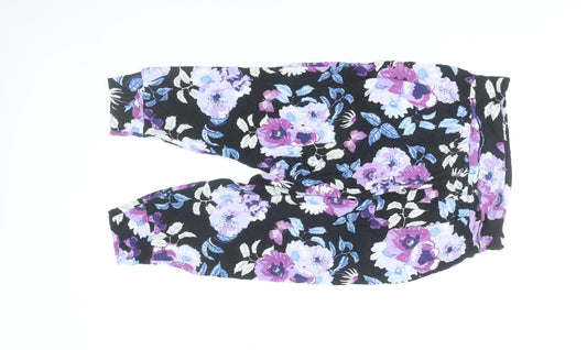 H&M Girls Black Floral Jogger Trousers Age 10 Years Viscose