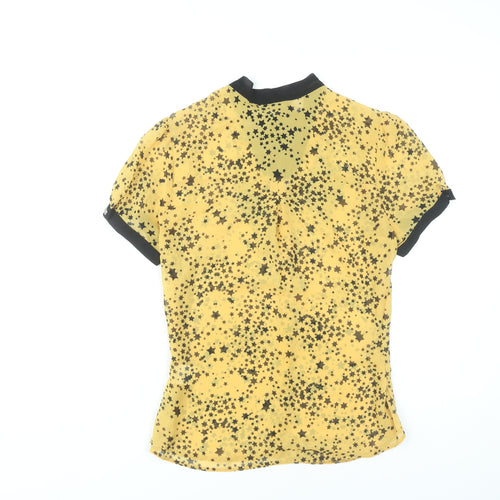 Internacionale Women’s Yellow Star Print Sheer Blouse Size 10