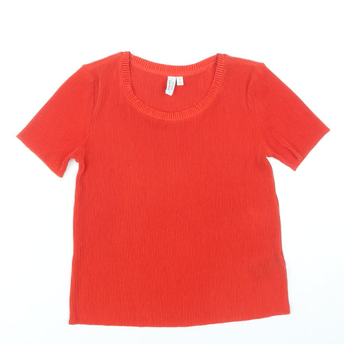 & Other Stories Women Red Size 6 Short Sleeve Scoop Neck T-Shirt