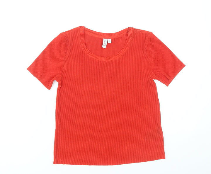 & Other Stories Women Red Size 6 Short Sleeve Scoop Neck T-Shirt