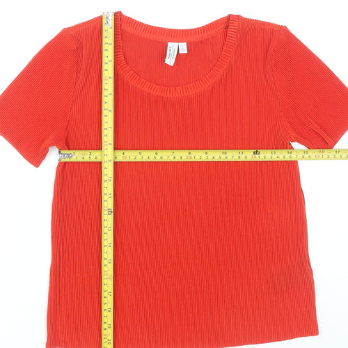 & Other Stories Women Red Size 6 Short Sleeve Scoop Neck T-Shirt
