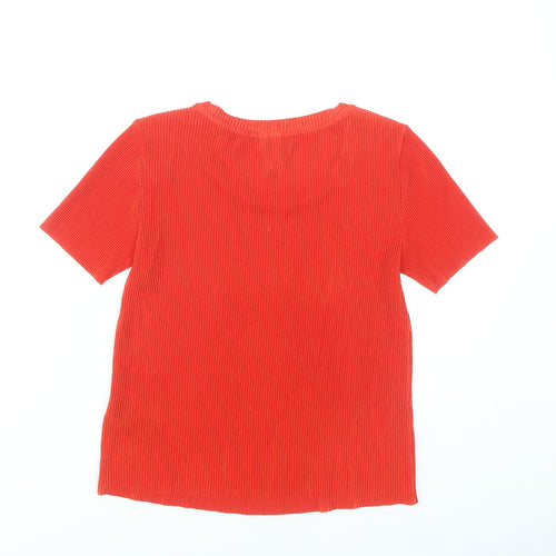 & Other Stories Women Red Size 6 Short Sleeve Scoop Neck T-Shirt