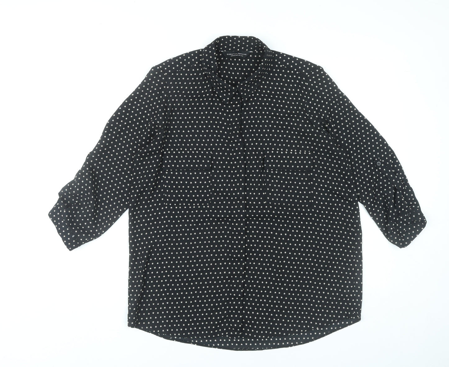 Dorothy Perkins Women’s Black Star Print Button-Up Shirt Size 14