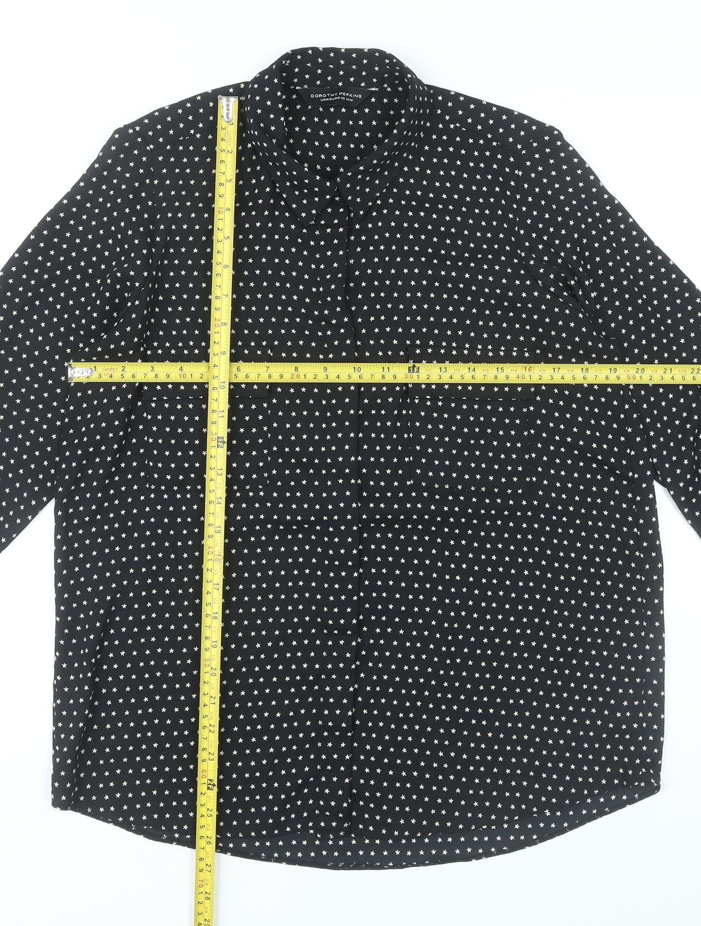 Dorothy Perkins Women’s Black Star Print Button-Up Shirt Size 14