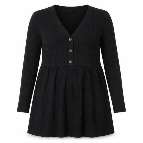 New Look Women’s Black Size 14 Skater Dress Long Sleeve V-Neck