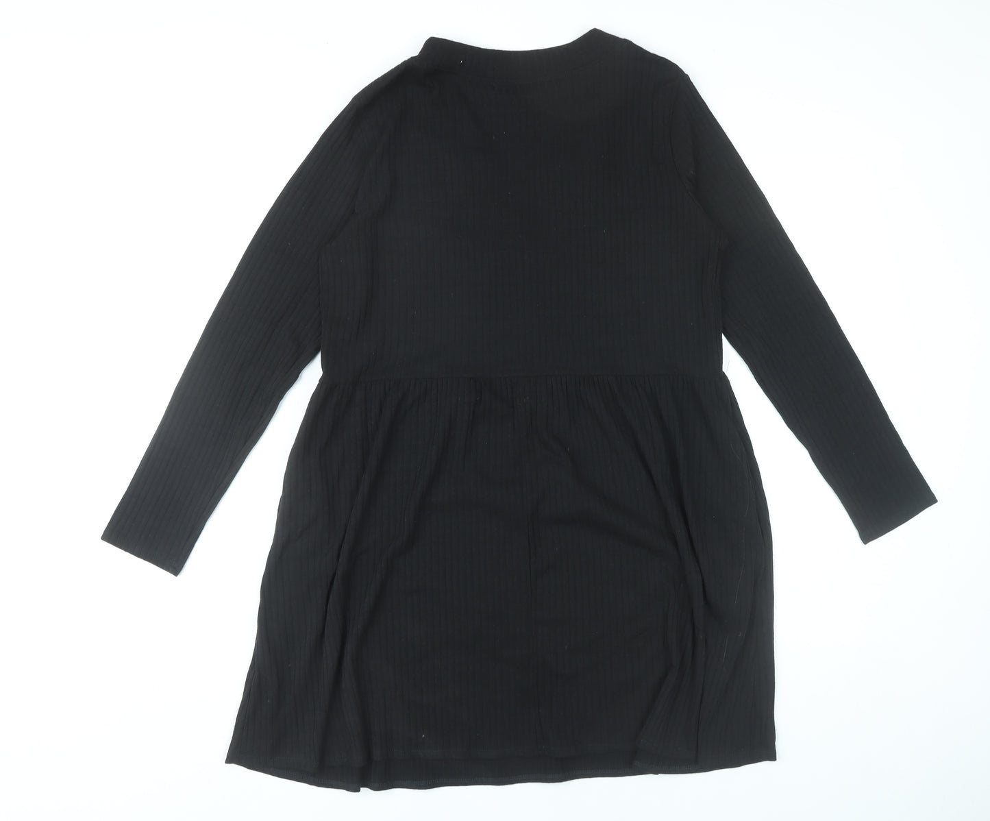 New Look Women’s Black Size 14 Skater Dress Long Sleeve V-Neck