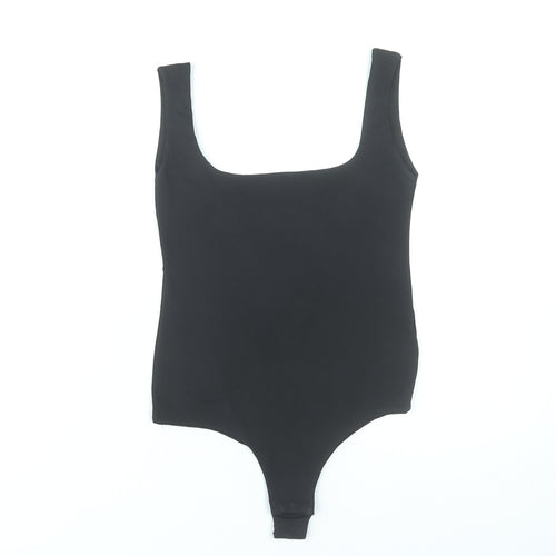 PrettyLittleThing Women Black Bodysuit UK 10 Slim Fit Scoop Neck