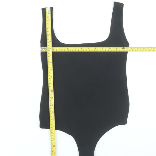 PrettyLittleThing Women Black Bodysuit UK 10 Slim Fit Scoop Neck