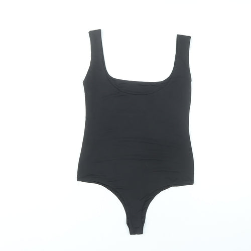 PrettyLittleThing Women Black Bodysuit UK 10 Slim Fit Scoop Neck