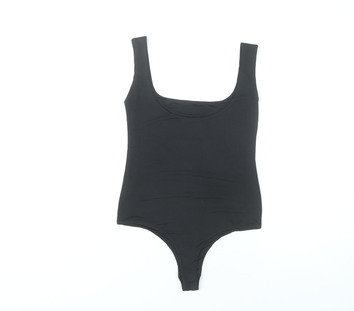 PrettyLittleThing Women Black Bodysuit UK 10 Slim Fit Scoop Neck