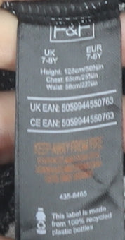 F&F Girls Black Floral Jumpsuit 7-8 Years Square Neck Short Sleeve