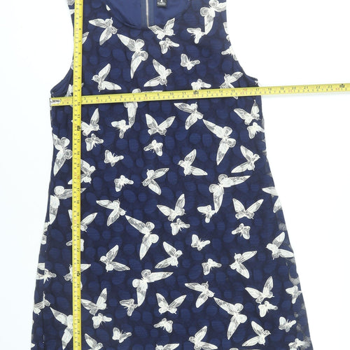 Izabel London Women’s Blue Butterfly Print Shift Dress Size 14