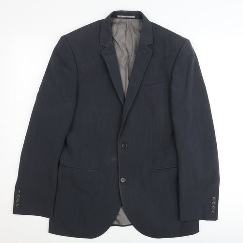 Next Men’s Grey Wool Blend Suit Jacket 36R Notch Lapel 2 Button