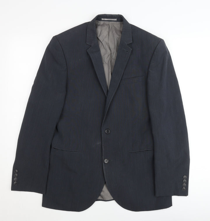 Next Men’s Grey Wool Blend Suit Jacket 36R Notch Lapel 2 Button