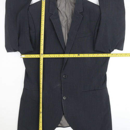 Next Men’s Grey Wool Blend Suit Jacket 36R Notch Lapel 2 Button