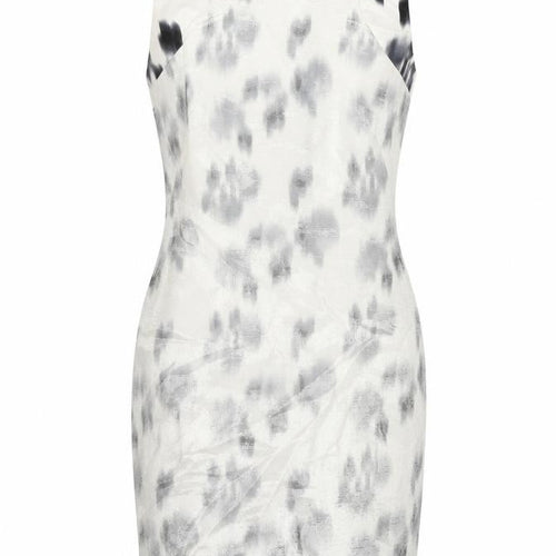 Reiss Women’s Grey Animal Print Sheath Dress Size 8 Sleeveless Knee Length