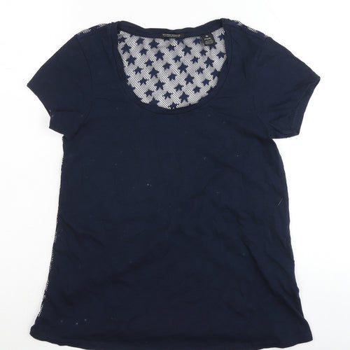 Maison Scotch Womens Blue Lace Back T-Shirt Size L Casual