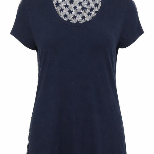 Maison Scotch Womens Blue Lace Back T-Shirt Size L Casual