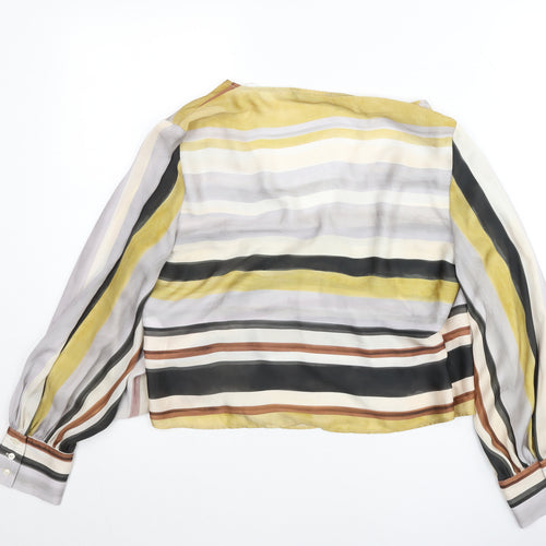 Zara Womens Multicoloured Striped Wrap Blouse Size M Long Sleeve