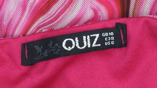 Quiz Women’s Multicoloured Bodysuit Size 10 Puff Sleeve Party Top