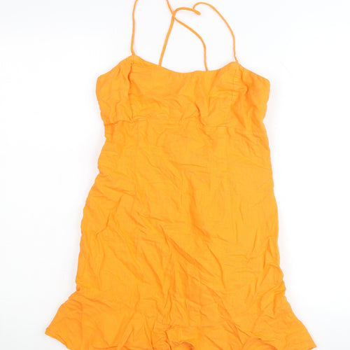 Zara Women’s Orange Cotton Slip Dress Size 12 Summer Casual