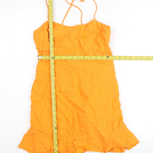 Zara Women’s Orange Cotton Slip Dress Size 12 Summer Casual