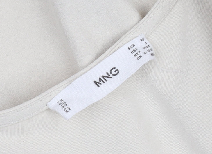 MNG Women’s Beige XS Wrap Midi Dress Short Sleeve V-Neck