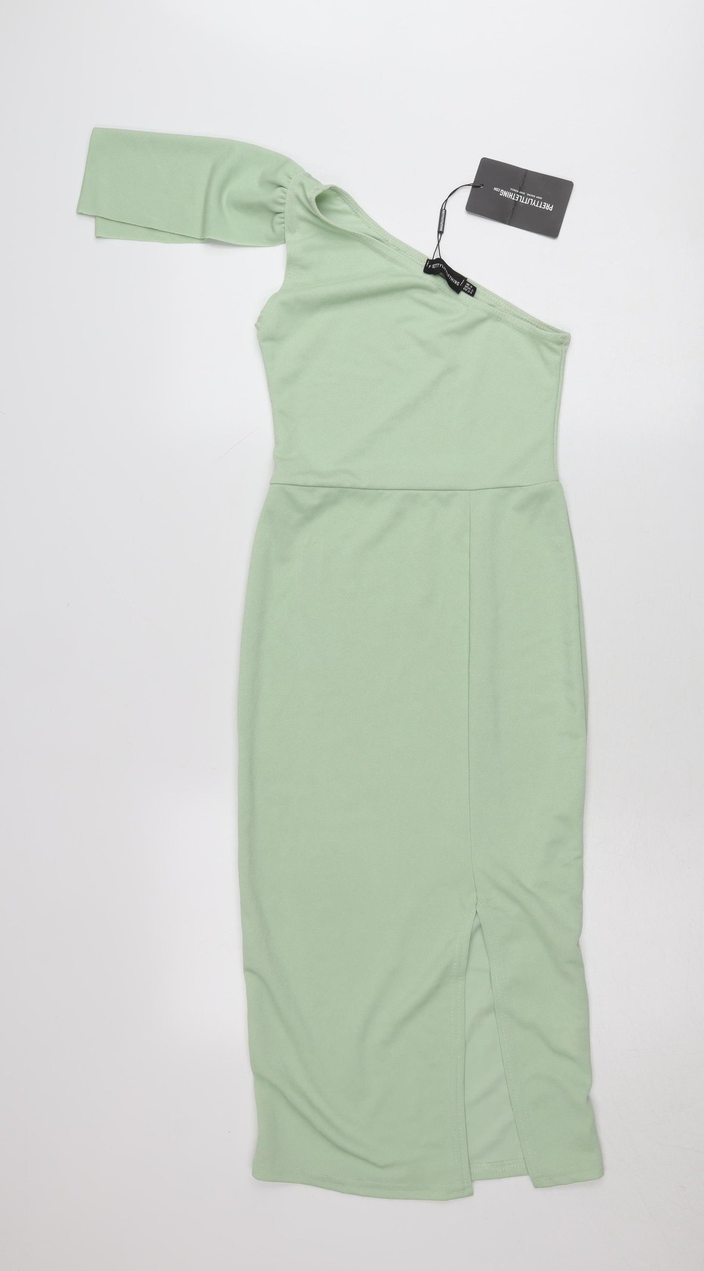 PrettyLittleThing Women’s Green One Shoulder Bodycon Midi Dress Size 8