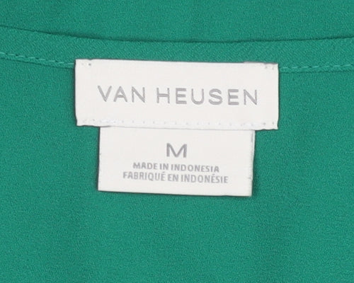 Van Heusen Womens Green Blouse Medium 3/4 Sleeve Bell Tunic Top