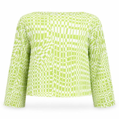 Monki Women’s Green Check Blouse Size M Long Sleeve Tunic Top