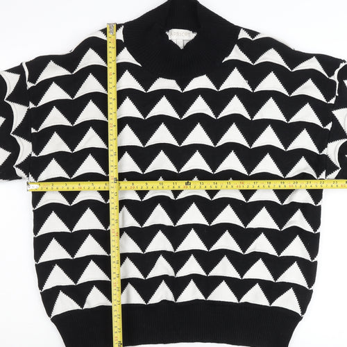 Apricot Women’s Black White Roll Neck Geometric Jumper UK 14