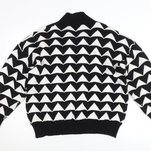 Apricot Women’s Black White Roll Neck Geometric Jumper UK 14